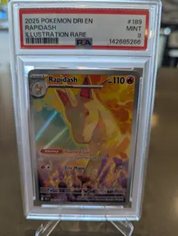 Pokemon 2025 Destined Rivals en Rapidash Illustration Rare Card #189 PSA 9 Mint - Image 1