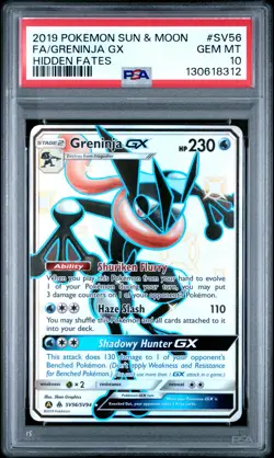 2019 Pokemon Sun & Moon Hidden Fates Greninja GX PSA 10 #SV56/SV94 - Image 1
