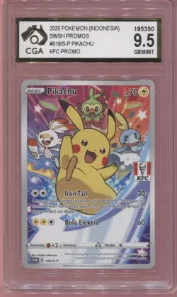 PIKACHU 016/S-P KFC PROMO FULL ART CGA 9.5 GEM MINT INDONESIAN POKEMON CARD PSA - Image 1