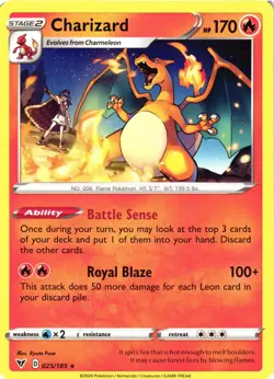 Pokemon TCG Charizard 025/185 Non Holo Rare Sword & Shield Vivid Voltage VLP - Image 1