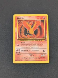 Moltres 27/62 - RARE Non-Holo Fossil Pokemon Card - WOTC Vintage - LP - Image 1