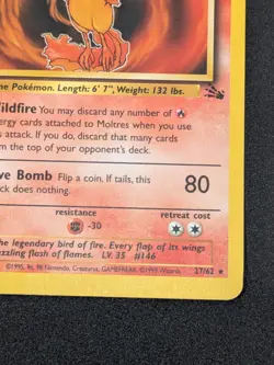 Moltres 27/62 - RARE Non-Holo Fossil Pokemon Card - WOTC Vintage - LP - Image 4