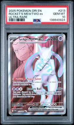 2025 POKEMON DRI EN-DESTINED RIVALS ULTRA RARE TEAM ROCKET'S MEWTWO EX PSA 10 - Image 1