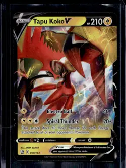 2021 Pokemon SWSH Battle Styles Tapu Koko V #050/163 - Image 1