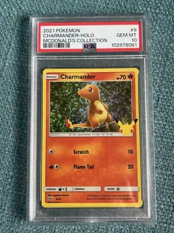 2021 Pokemon Charmander Holo McDonald's 25th Anniversary Collection PSA 10 - Image 1