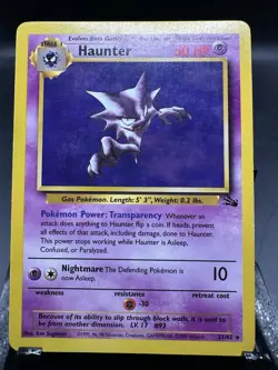 Haunter 21/62 Pokemon Fossil Set Non-Holo Rare MP - Image 1