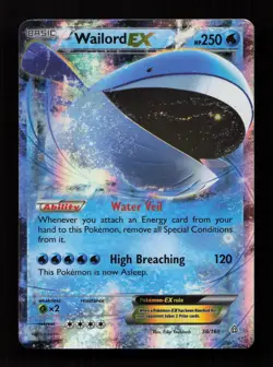 Wailord EX 38/160 Holo Rare EX Primal Clash Pokemon Near Mint - Image 1