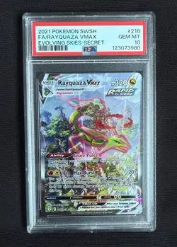 2021 Pokemon SWSH Rayquaza VMAX Full Art/Alt Art 218/203 Evolving Skies PSA 10 - Image 1