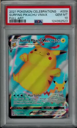 Pokemon PSA 10 Surfing Pikachu Vmax 009/025 Celebrations - Image 1