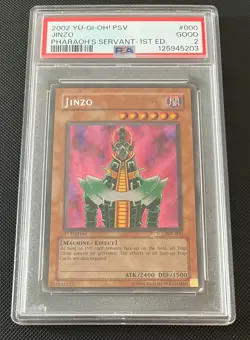 1ST EDITION 2002 PHARAOH'S SERVANT JINZO PSV-000 YUGIOH PSA 2 - Image 1
