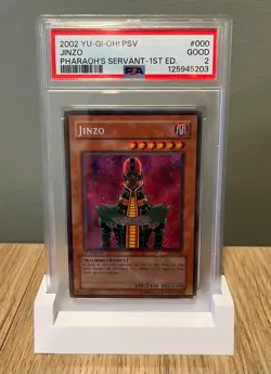 1ST EDITION 2002 PHARAOH'S SERVANT JINZO PSV-000 YUGIOH PSA 2 - Image 3