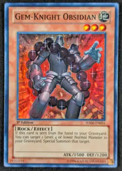 Gem Knight Obsidian 1996 1st Edition Super Rare Holo Yugioh HA06-EN031 (NM) - Image 1