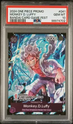 2024 ONE PIECE PROMOS BANDAI CARD GAME FEST #041 MONKEY D. LUFFY PSA 10 - Image 1