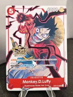 One Piece Monkey D. Luffy 3rd Anniversary Promo Alt Art ST01-012 Alternate TCG - Image 1