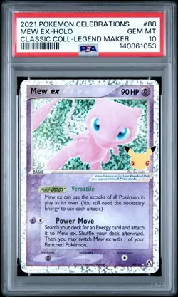 PSA 10 Mew ex 88 Holo Celebrations Classic Collection Pokemon Card 2021 GEM MINT - Image 1