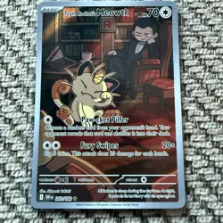 Pokemon Team Rockets Meowth Card 203/182 Destined Rivals NM - Image 1