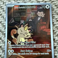 Pokemon Team Rockets Meowth Card 203/182 Destined Rivals NM - Image 3