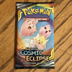 Pokemon TCG Sun & Moon Cosmic Eclipse Booster Pack 10 Cards Sealed Clefairy Art - Image 1