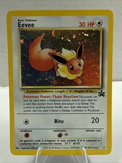 Eevee #11 Black Star Promo Holo Rare Vintage Pokemon Card - LP - Image 1