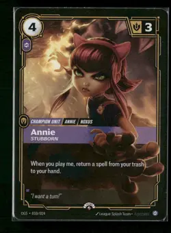 Annie - Stubborn #010/024 Foil - Riftbound Organized Play Promotional Cards - Image 1