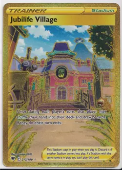 Jubilife Village 212/189 Astral Radiance Gold Hyper Rare NM Pokemon Card - Image 1