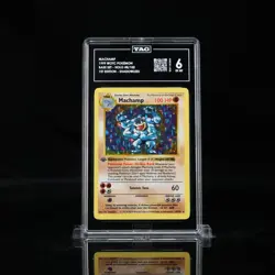 Pokemon TCG 1st Edition Machamp 008/102 Base Set (Shadowless) Holo Graded EX/MT - Image 1