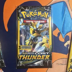 Pokemon TCG Sun & Moon Lost Thunder 3 Cards Booster Pack Sealed Art Set 4 Packs - Image 5
