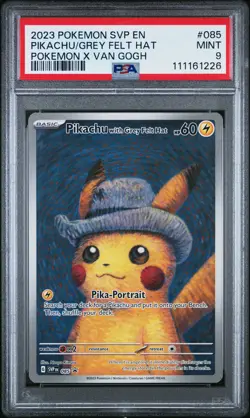2023 POKEMON SVP EN-SV BLACK STAR PROMO #085 PIKACHU WITH GREY FELT HAT PSA 9 - Image 1