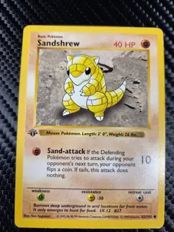 Pokemon Sandshrew 1st Edition Base Set Shadowless 62/102 Common - Image 1