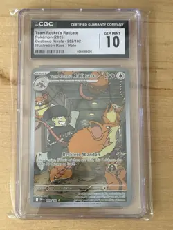 Pokemon TCG Team Rockets Raticate Card 202/182 Destined Rivals CGC 10 - Image 1