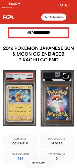 PSA10 Pikachu 009/054 C 2019 Sun & Moon GG End Japanese Card - Image 3