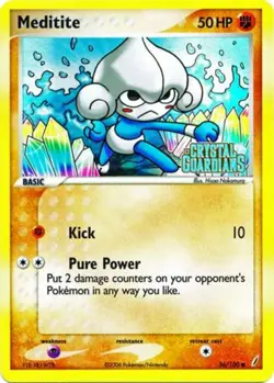 1x Meditite - 56/100 - Common - Reverse Holo Moderately Played Pokemon EX - Crys - Image 1
