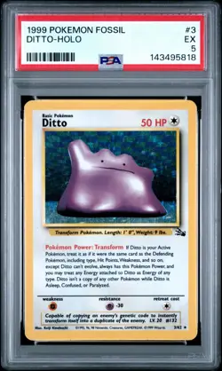 1999 POKEMON FOSSIL #3 DITTO-HOLO PSA 5 - Image 1