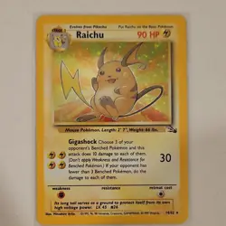 The Pokemon 1999 Raichu Fossil Holo Rare 14/62 90 HP Unlimited - Image 1