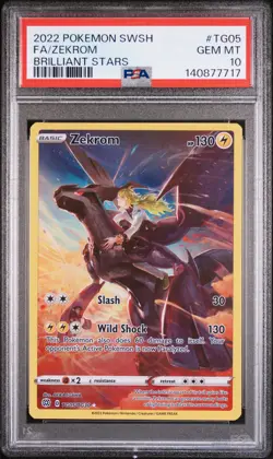 2022 POKEMON SWORD & SHIELD BRILLIANT STARS #TG05 FULL ART/ZEKROM PSA 10 - Image 1