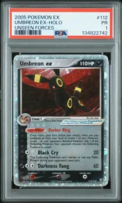 TAIL SWIRL PSA 1 2005 Pokemon EX Unseen Forces Umbreon EX Holo Foil 112/115 - Image 1
