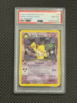 2000 Pokemon Team Rocket Holo Rare Dark Hypno First Edition 9/82 PSA 8 - Image 1