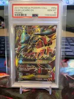 2017 POKEMON MEGA POWERS COLL PROMO #55A FULL ART/M LUCARIO EX PSA 10 - Image 1