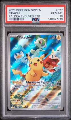 2023 POKEMON SVP EN-SV BLACK STAR PROMO #027 PIKACHU PSA 10 - Image 1