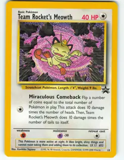 Team Rocket's Meowth - #18 WOTC Black Star Promo - Pokemon TCG - 2000 - Image 1