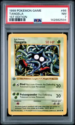 1999 POKEMON BASE SET 1ST EDITION #66 TANGELA PSA 7 - Image 1