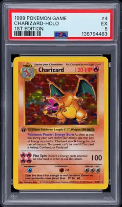 1999 POKEMON BASE SET 1ST EDITION #4 CHARIZARD-HOLO PSA 5 - Image 1
