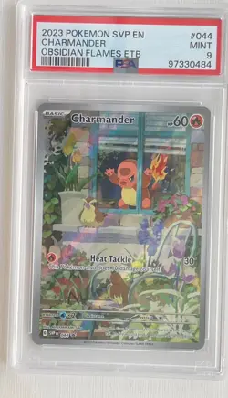 2023 POKEMON OBSIDIAN FLAMES ETB PROMO #044 CHARMANDER PSA 9 - Image 1