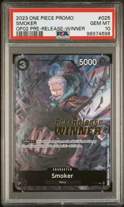 2023 Smoker P-025 Pre-Release Winner Promo OP02 One Piece Card PSA 10 GM Mint - Image 1