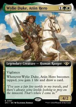 x Wylie Duke, Atiin Hero - Foil - Extended Art NM-Mint, English Outlaws of Thun - Image 1