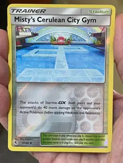 POKEMON MISTY'S CERULEAN CITY GYM 61/68 UNCOMMON REVERSE HOLO HIDDEN FATES CARD - Image 1