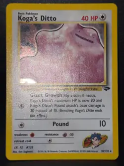 Koga's Ditto 10/132 WOTC Gym Challenge Rare Unlimited Holo Holo Pokemon Card MP - Image 2