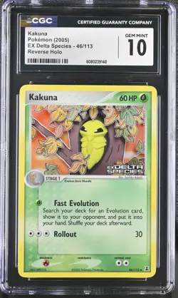 CGC 10 GEM MINT Kakuna EX Delta Species 46/113 Reverse Holo Stamped Pokemon Card - Image 1