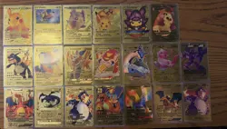 Set of 20 Gold Foil cards Fan Art Pokemon Cards - Image 1