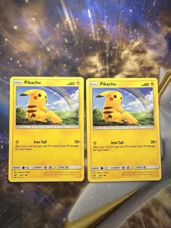 Pikachu Shining Legends - Pokemon LP 28/73 FREE SHIPPING 2 Card Lot - Image 1